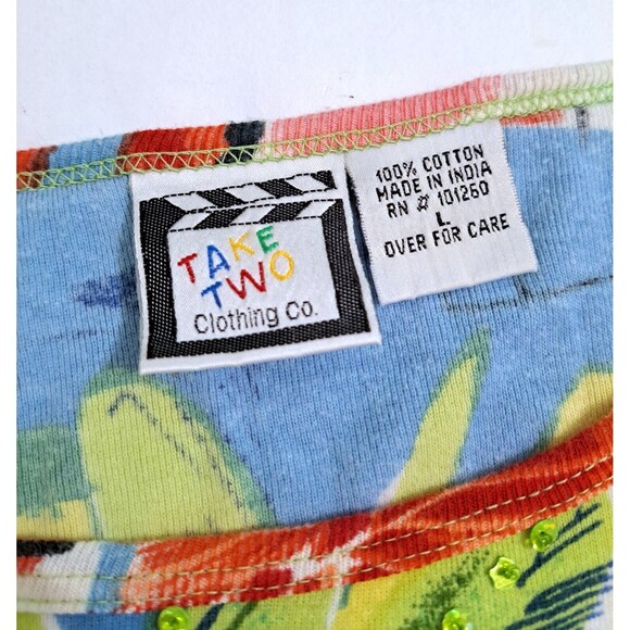 Take Two Clothing Women's Large Top Boho Tropical Southern Cityscape Print - Picture 3 of 7